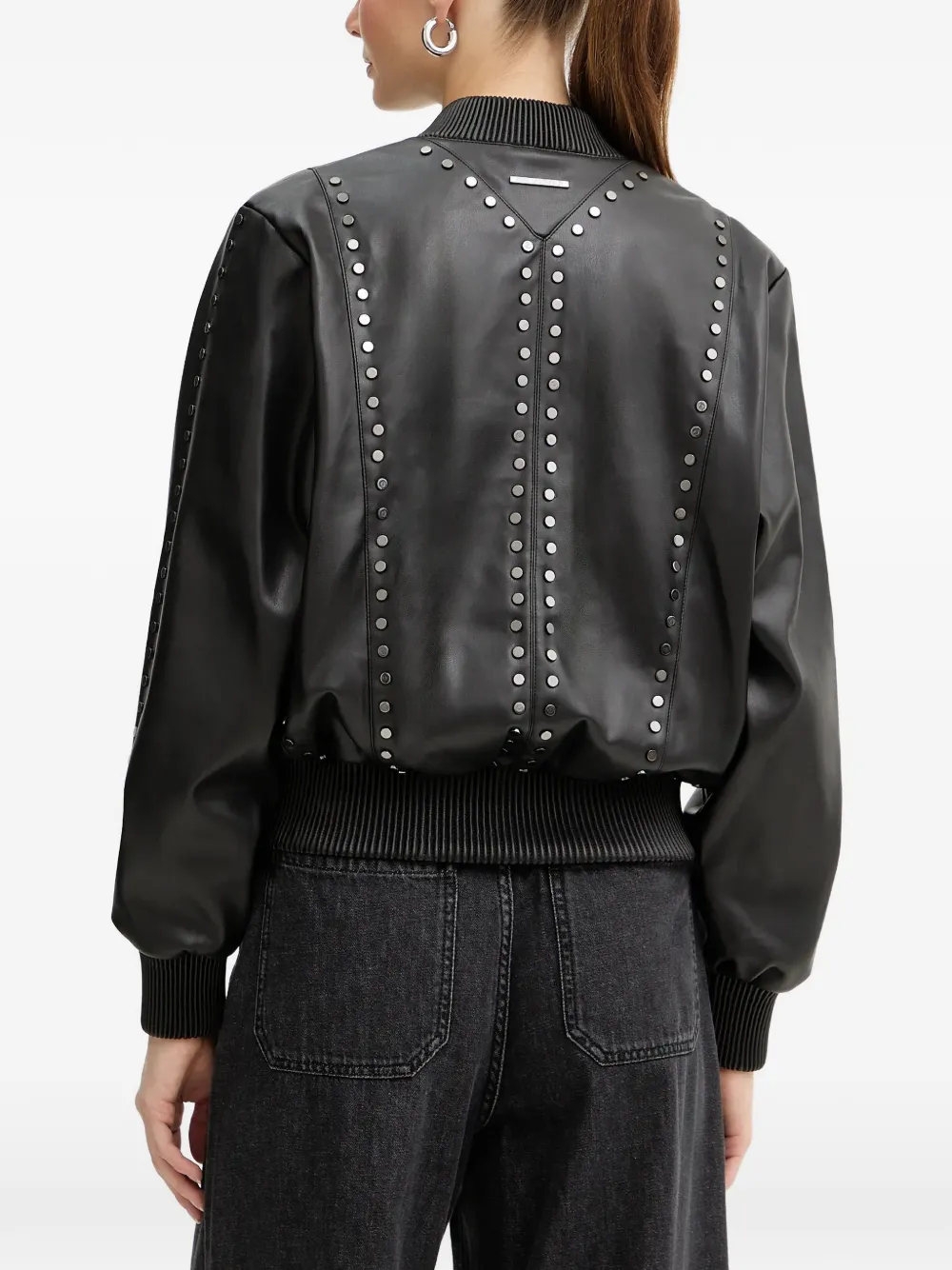  Karl Lagerfeld Studded Bomber Jacket - Black 