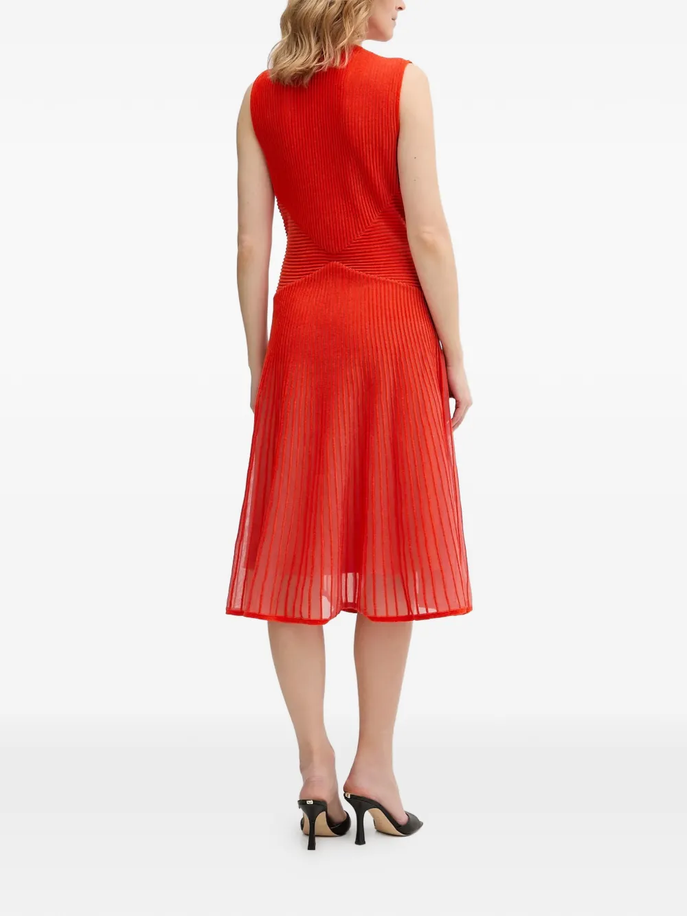  Karl Lagerfeld V-neck Pleated Dress - Red 