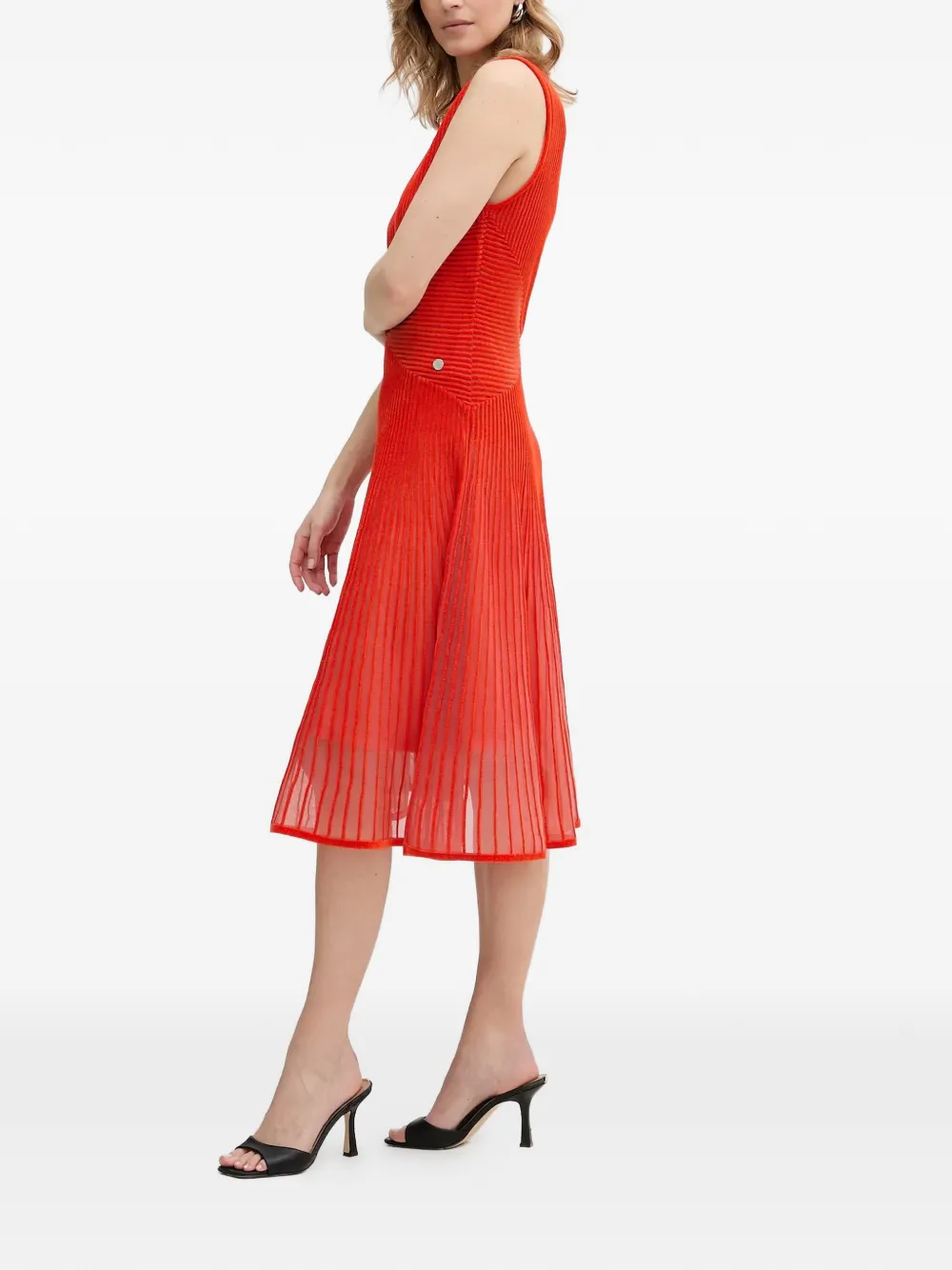  Karl Lagerfeld V-neck Pleated Dress - Red 