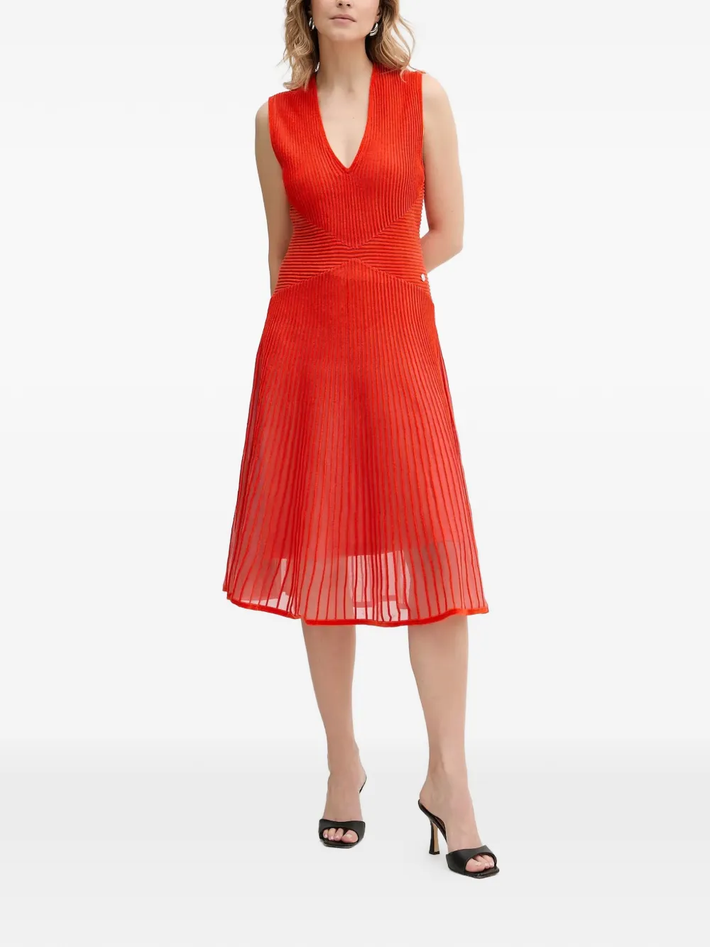 Karl Lagerfeld V-neck pleated dress - Rosso