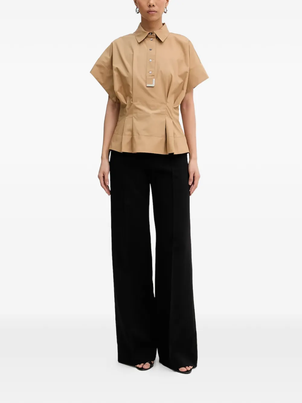  Karl Lagerfeld Front-button Peplum Shirt - Neutrals 