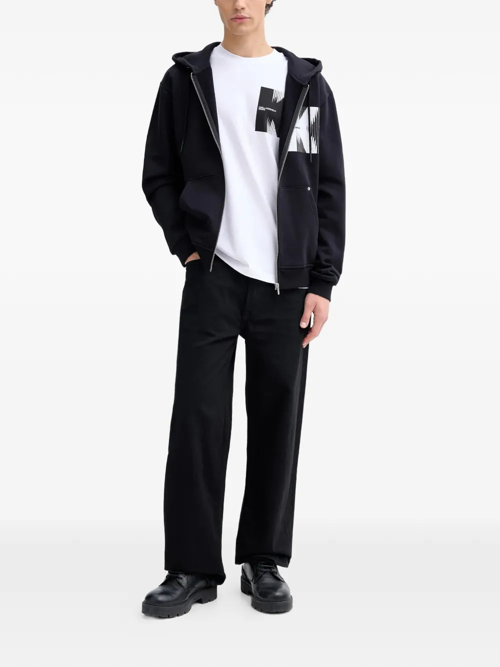 Karl Lagerfeld Jeans Hoodie met K-detail Zwart