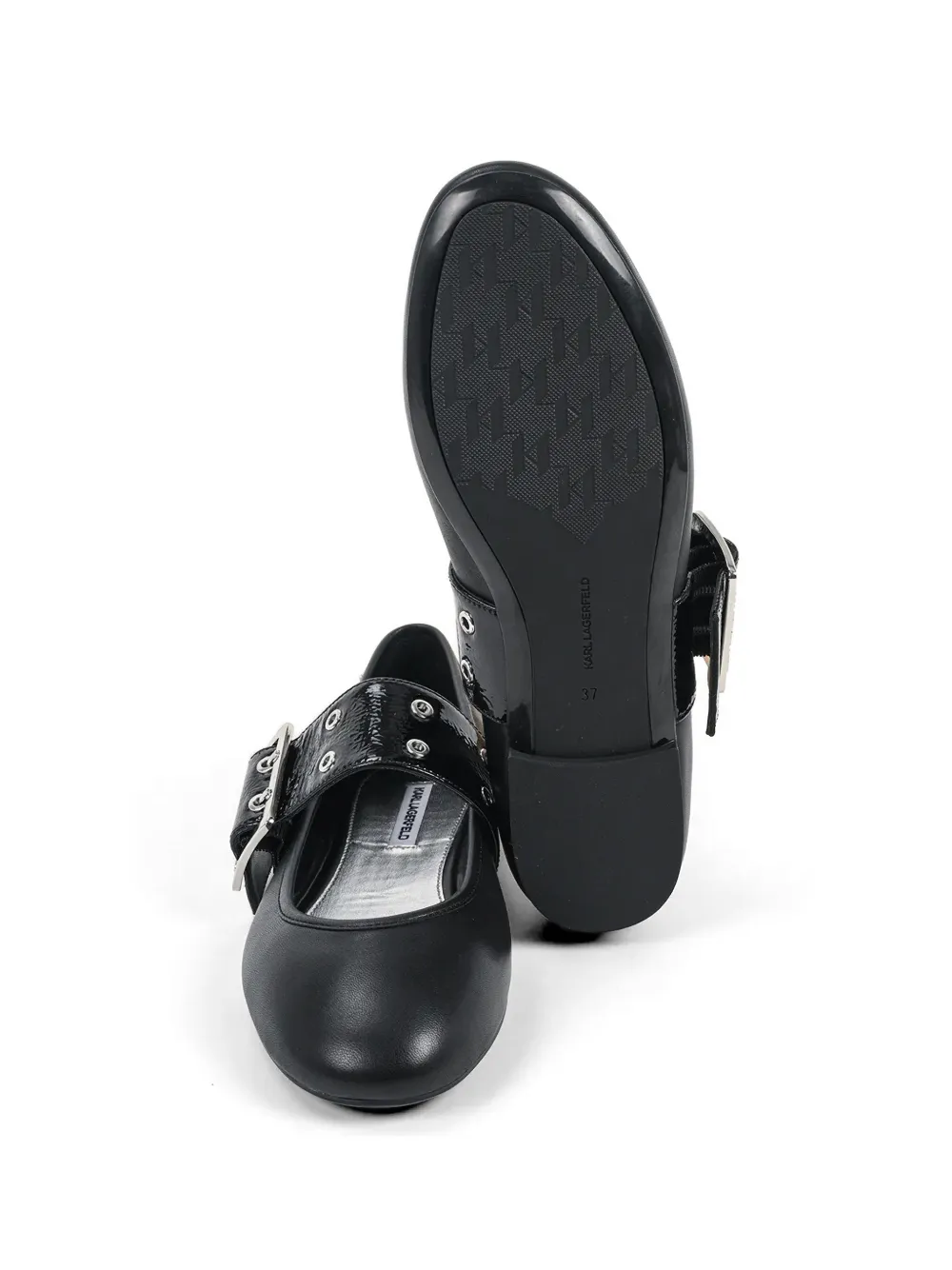 Karl Lagerfeld buckle-detail ballet flats Zwart