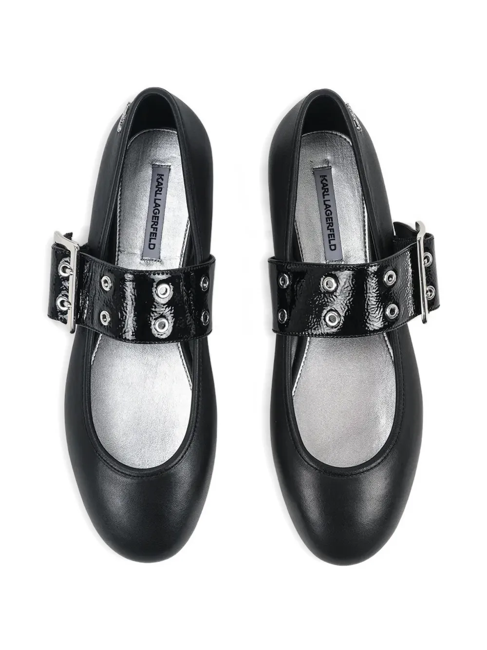 Karl Lagerfeld buckle-detail ballet flats Zwart