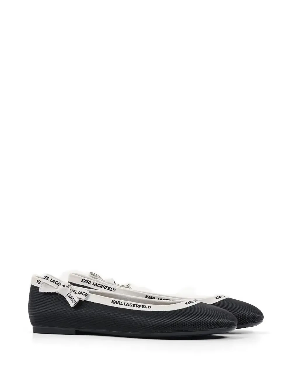 Karl Lagerfeld logo-ribbon ballet flats Zwart