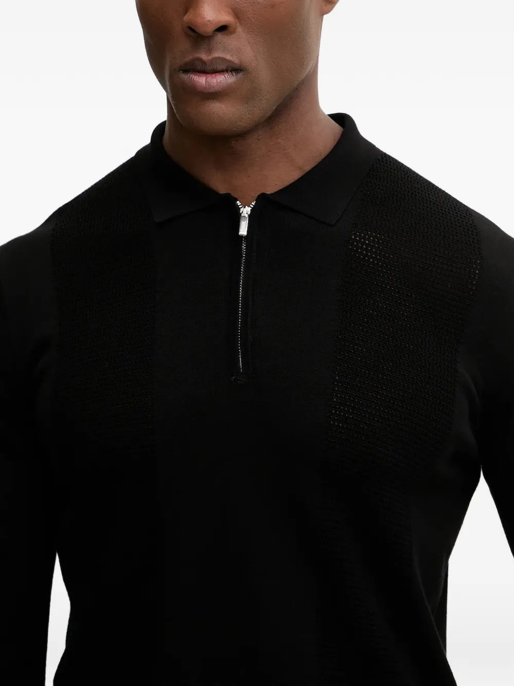 Karl Lagerfeld Gebreid poloshirt met rits Zwart