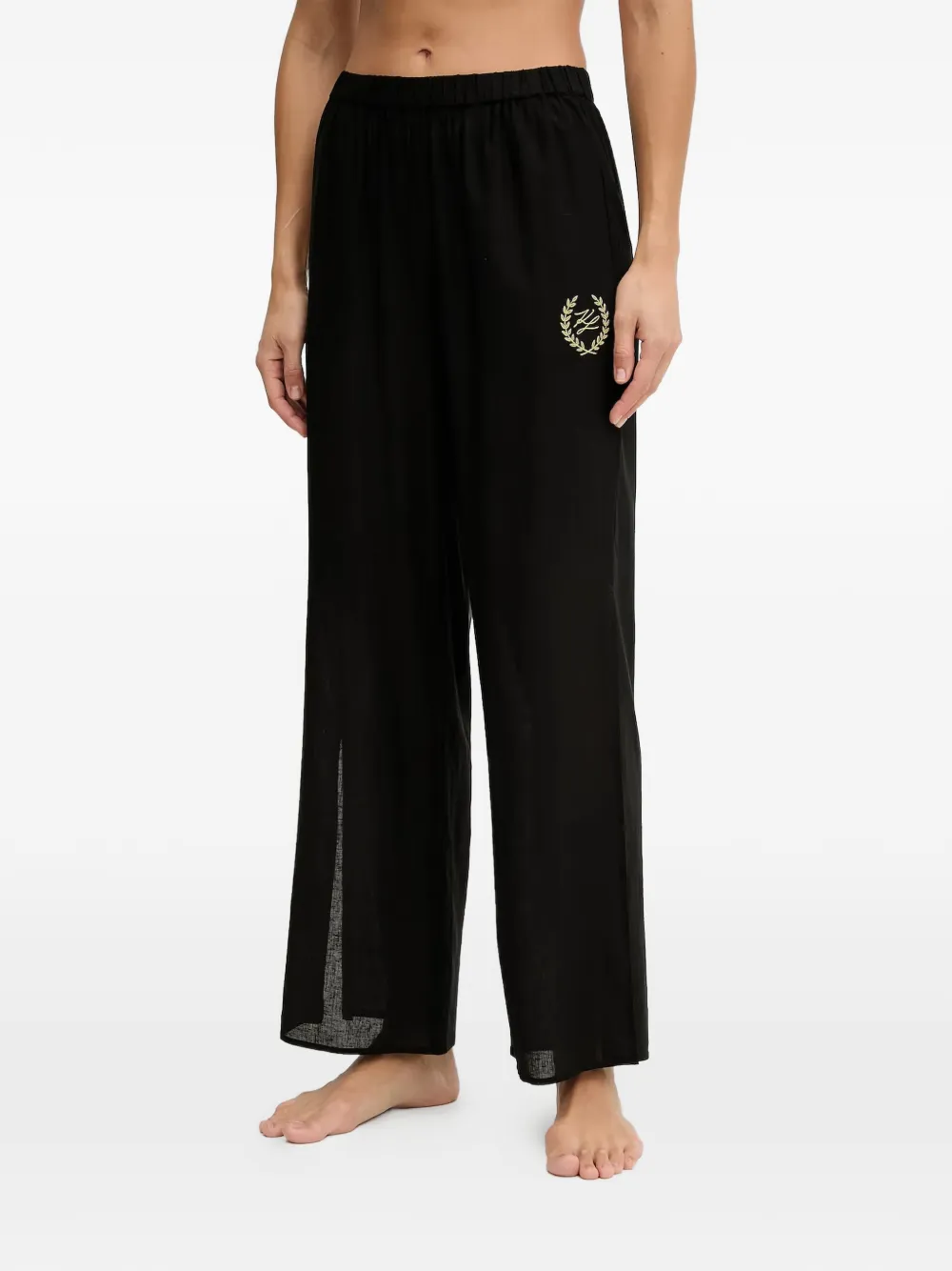 Karl Lagerfeld embroidery straight-leg trousers - Nero