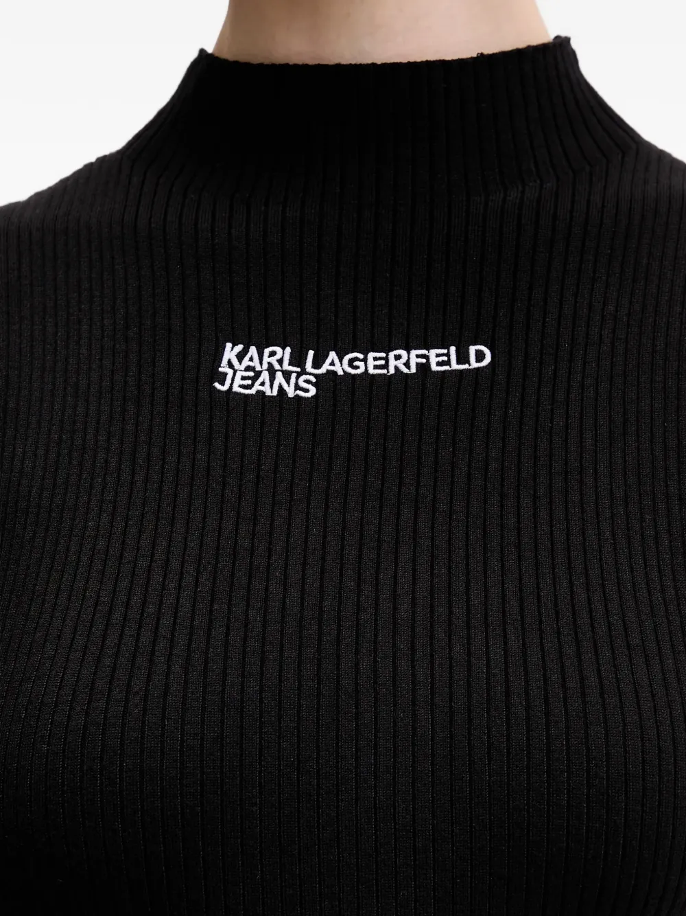 Karl Lagerfeld Jeans Geribbelde getailleerde midi-jurk Zwart