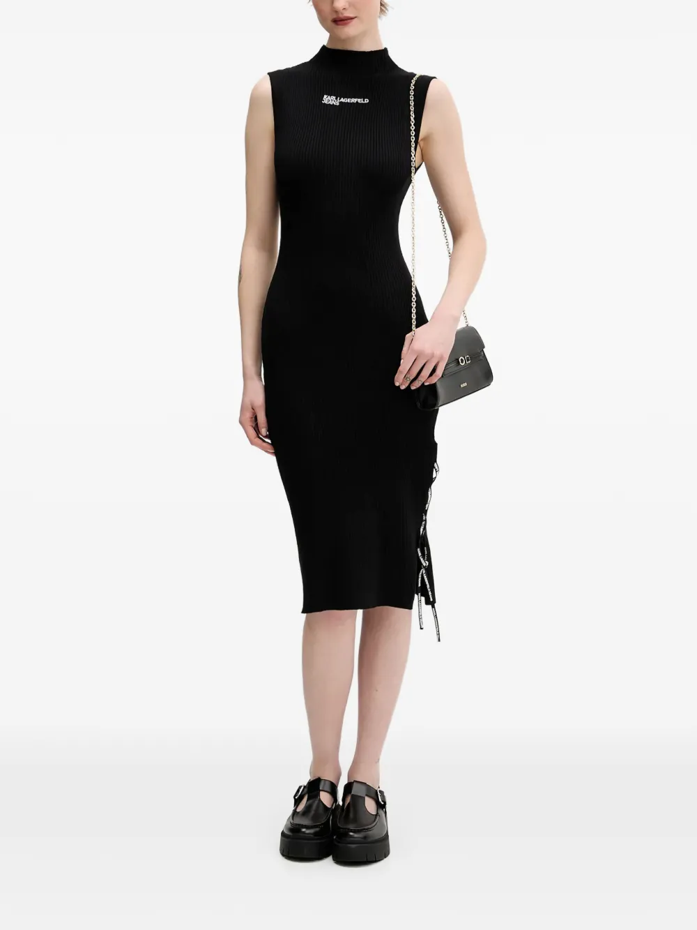 Karl Lagerfeld Jeans ribbed fitted-cut midi dress - Nero