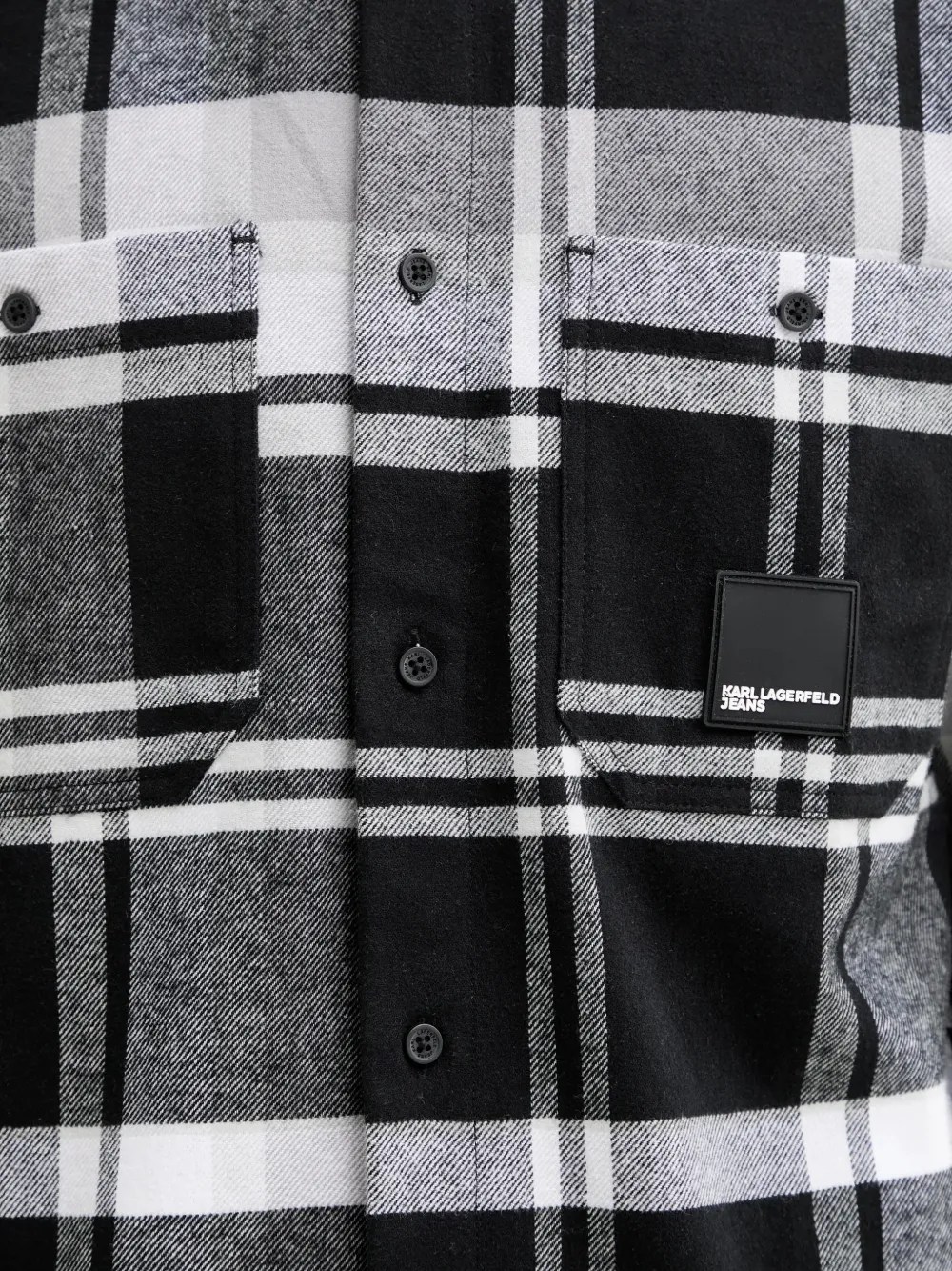 Karl Lagerfeld Jeans Geruit overhemd met patchdetail Zwart