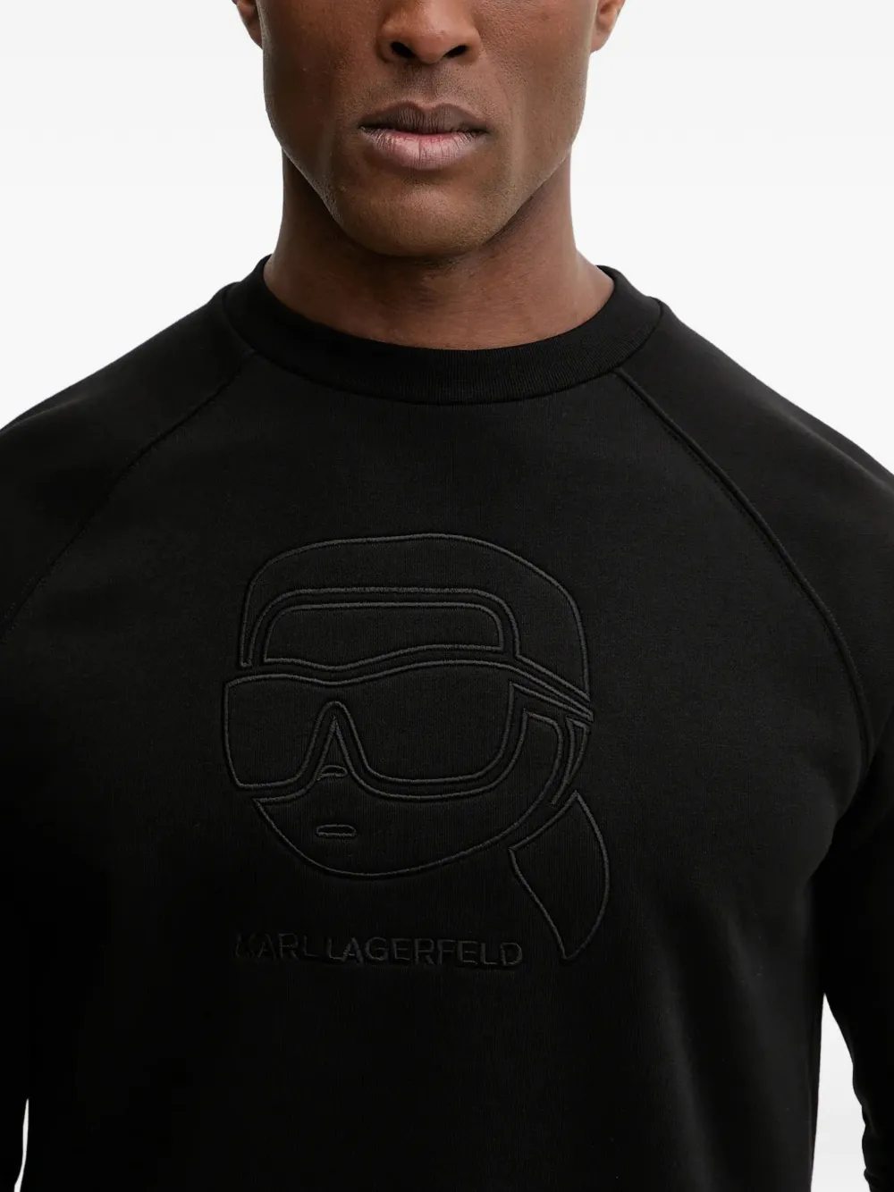 Karl Lagerfeld Sweater met ronde hals en grafische print Zwart