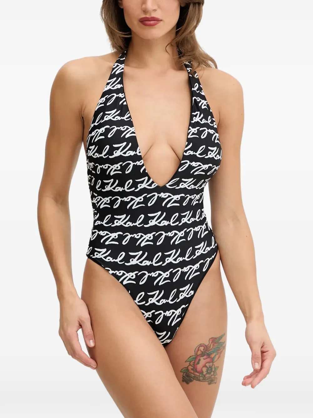 Karl Lagerfeld Badeanzug mit Print - Schwarz