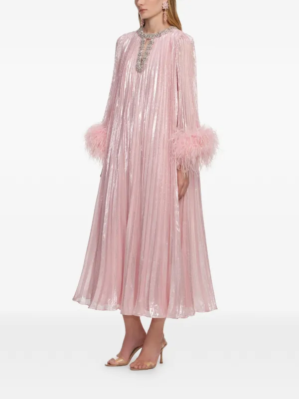 Self-Portrait Embellished Midi Dress in Pink