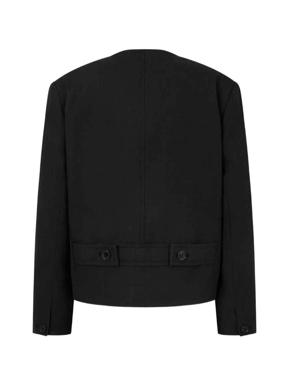  Tomboy Round Neck Button Jacket - Black 