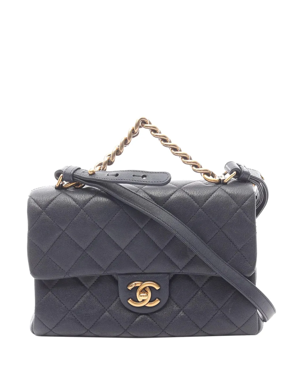 CHANEL Pre-Owned 2016-2017 CC Quilted Lambskin Trapezio Flap satchel - Blu