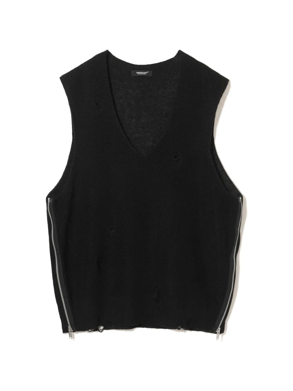 Undercover ripped zip-detail vest - Nero