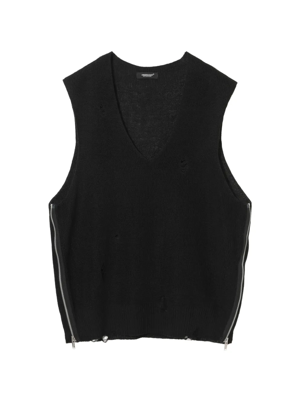 Undercover ripped zip-detail vest - Nero