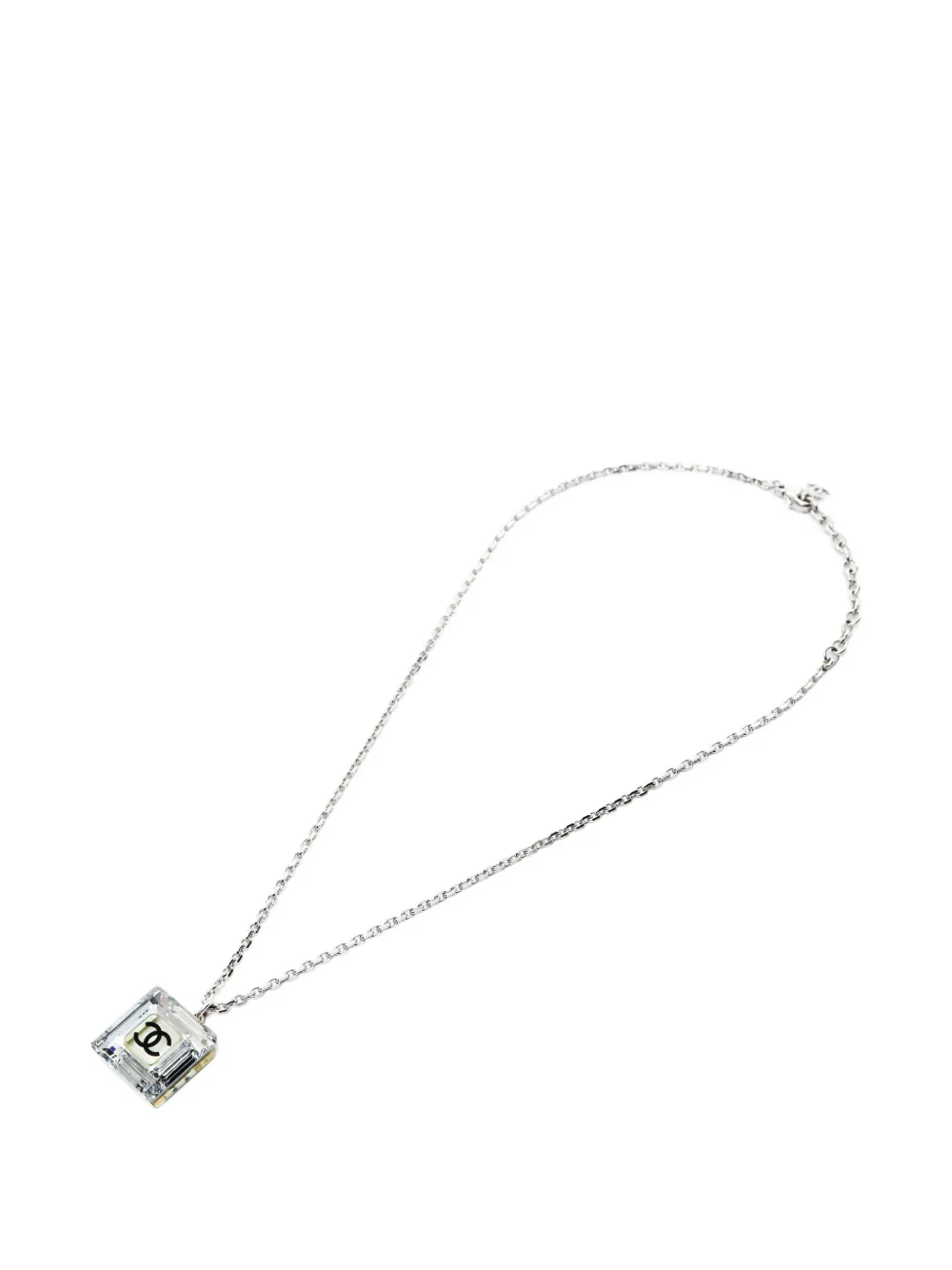 CHANEL Pre-Owned 2005 CC square-pendant necklace - Argento