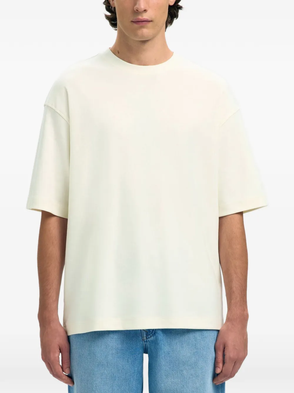  Selected Round-neck T-shirt - Neutrals 
