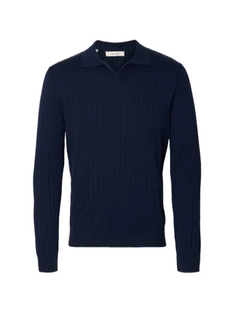 SELECTED ribbed polo-collar sweater