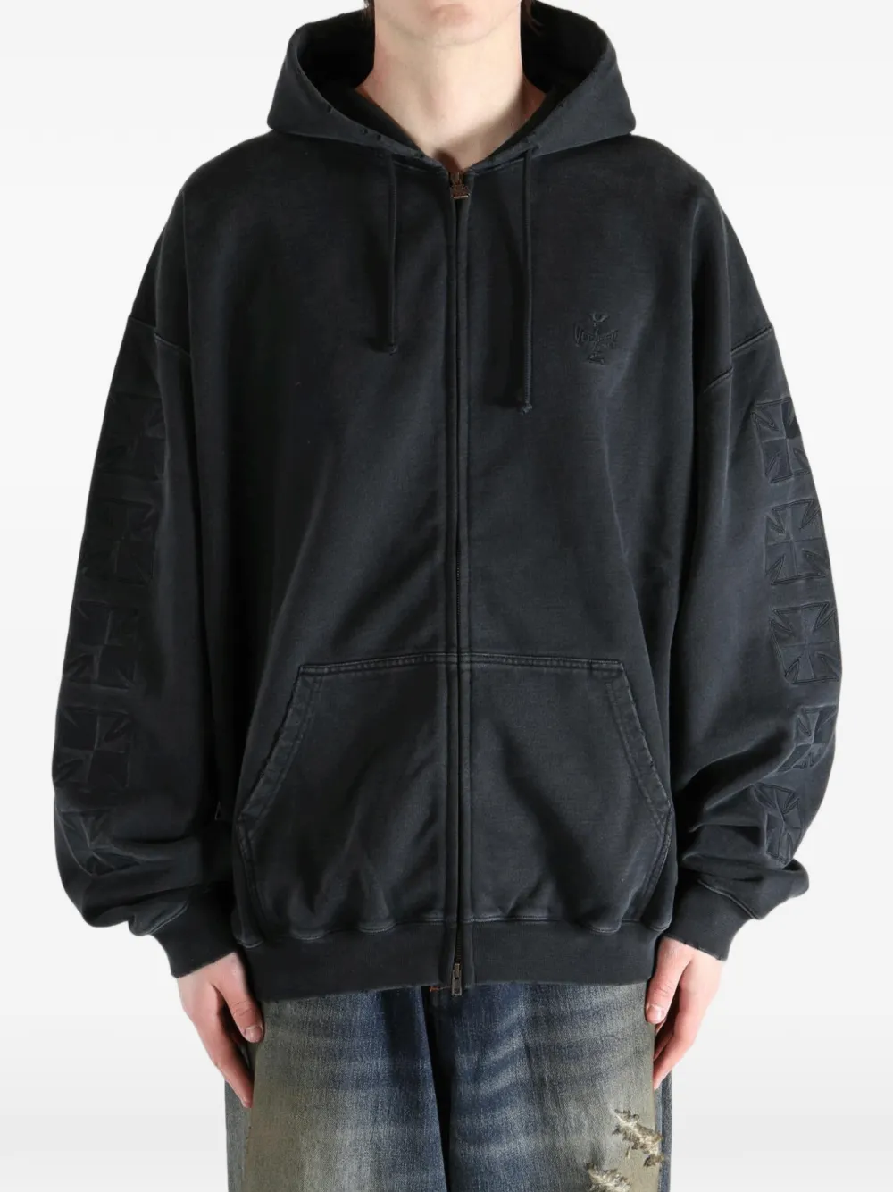 VETEMENTS Hoodie met capuchon en rits Zwart
