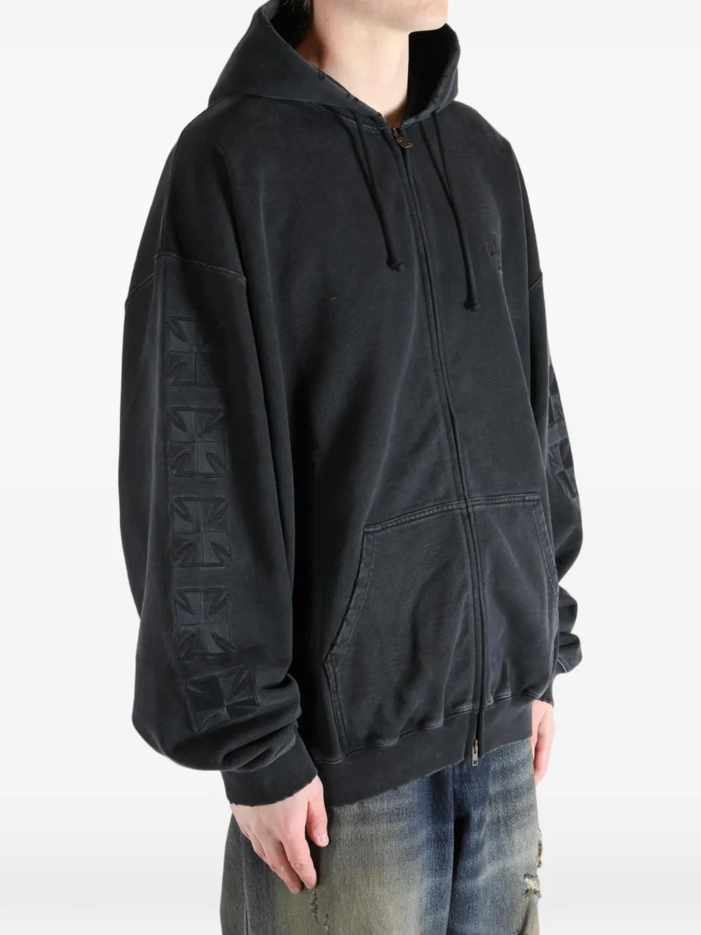 VETEMENTS Hoodie met capuchon en rits Zwart