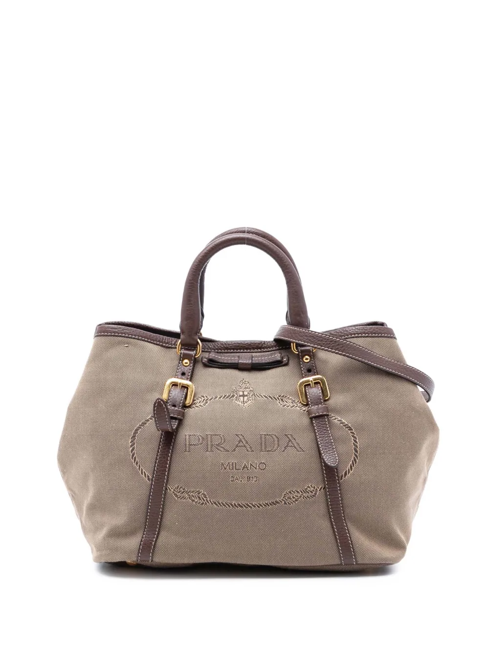 Prada Pre-Owned 2010-2025 Canvas Canapa Logo Bow satchel - Marrone