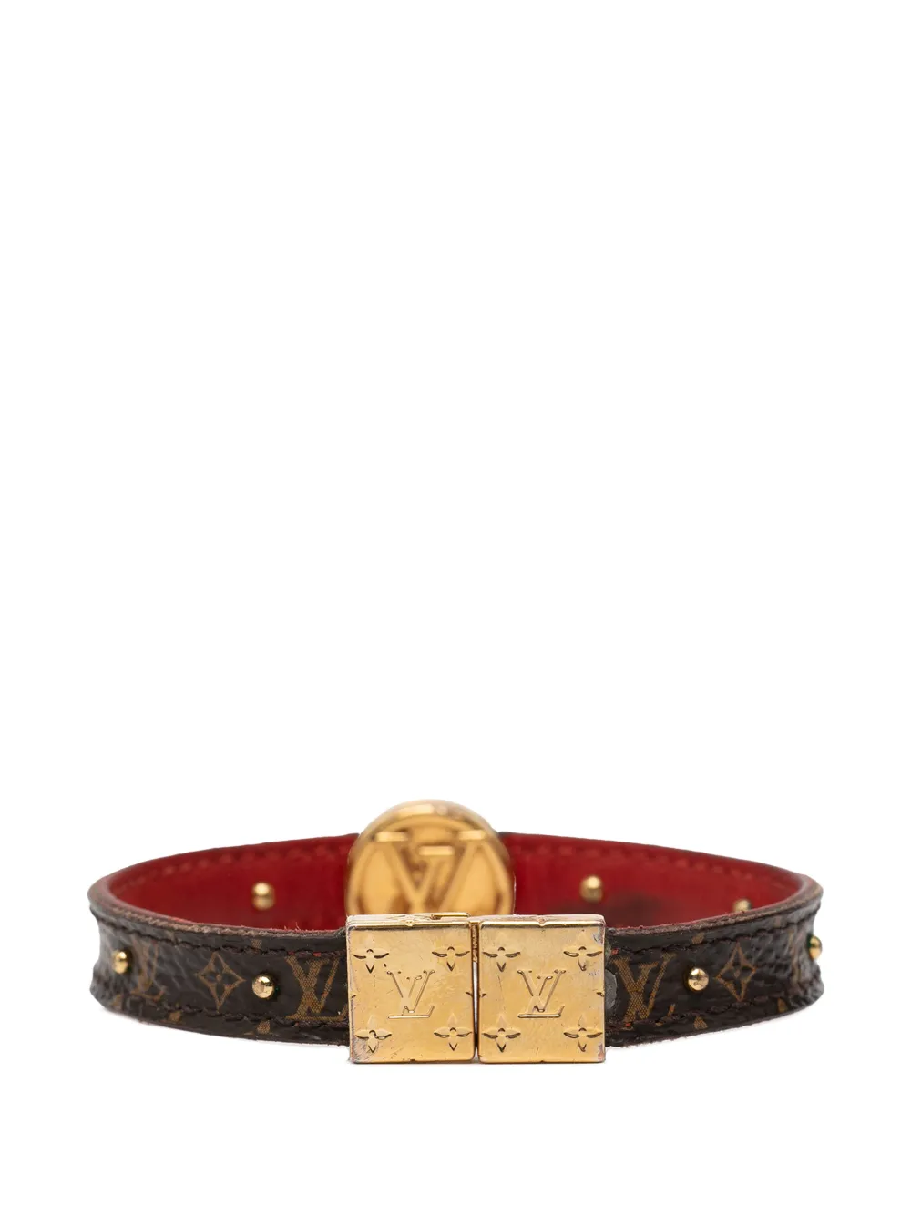 2018 Monogram And Calfskin Lv Circle Reversible Bracelet Costume Bracelet