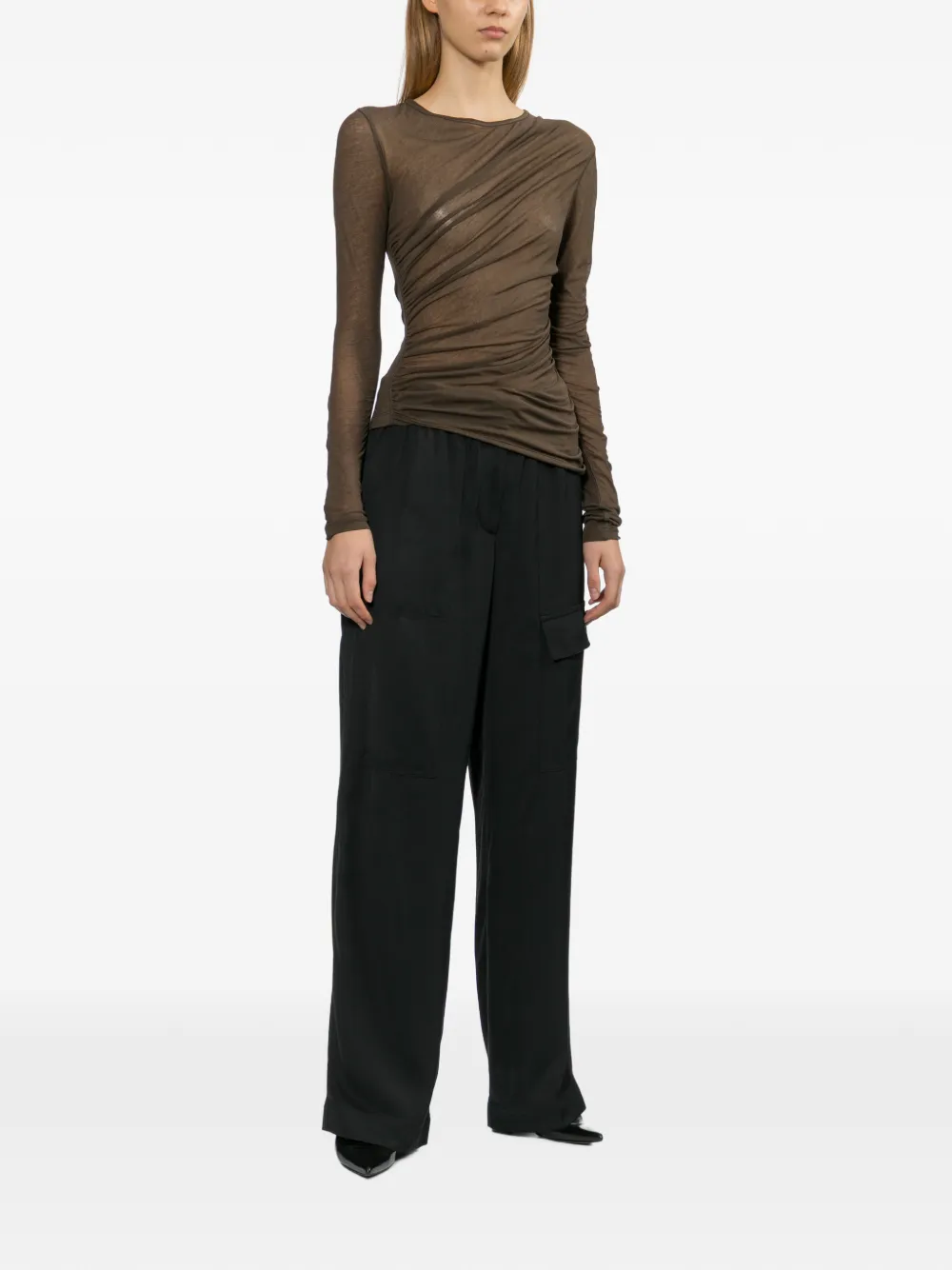  Helmut Lang Draped Top - Brown 