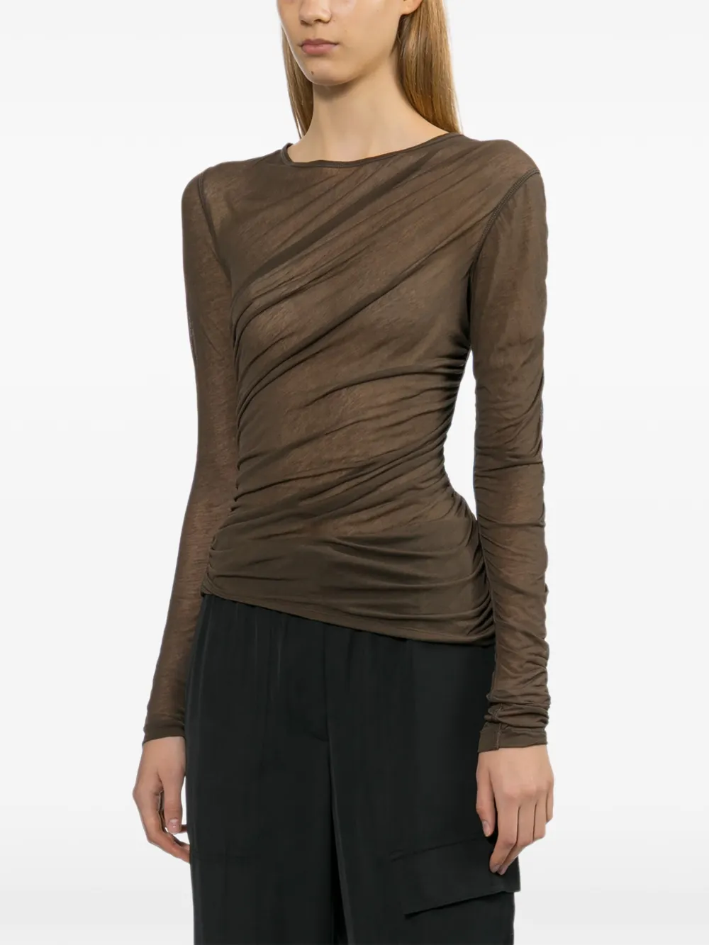  Helmut Lang Draped Top - Brown 
