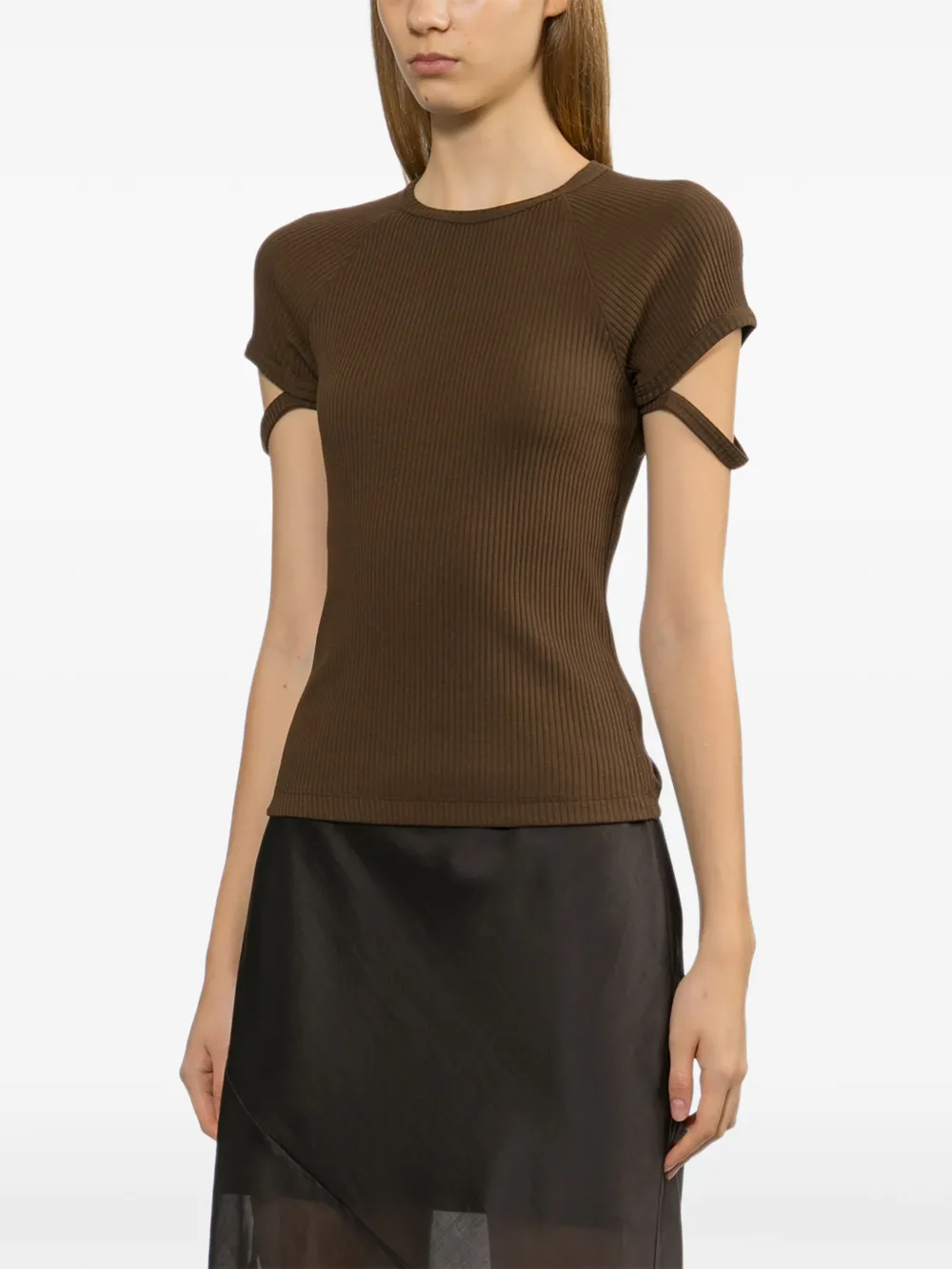  Helmut Lang Raglan Cropped T-shirt - Brown 