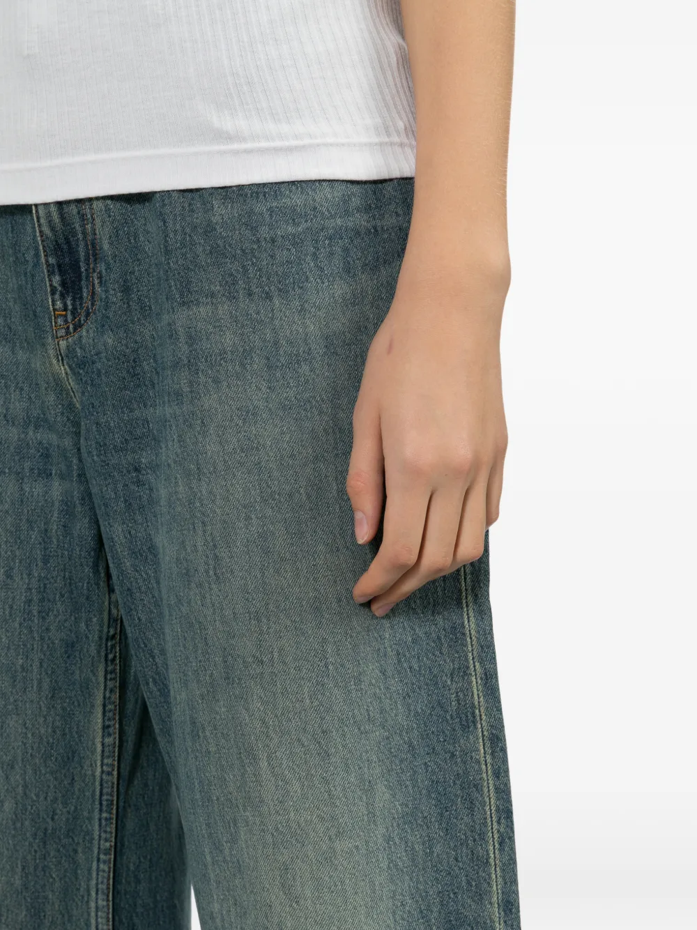 Helmut Lang Gerafelde jeans Blauw