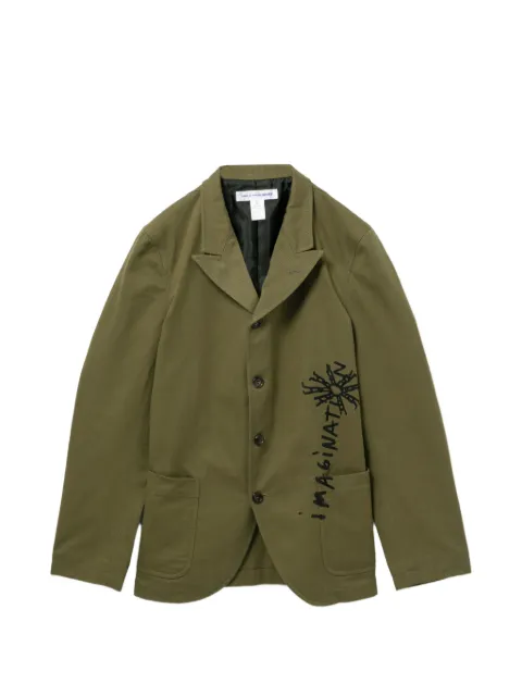 Comme Des Garçons Shirt blazer con eslogan