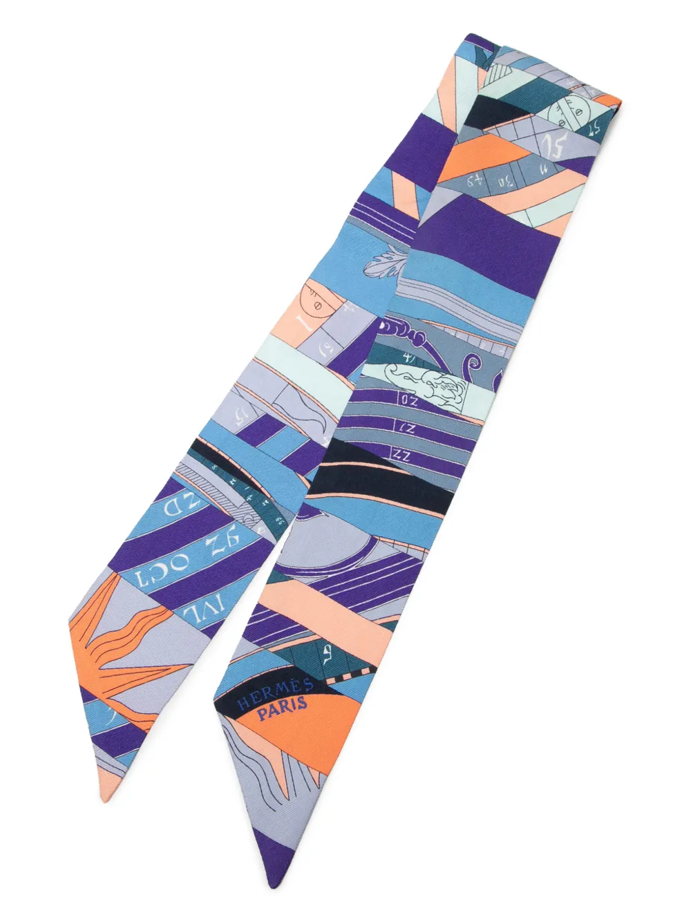 Hermès Pre-Owned 2000-2025 Astrologie Nouvelle Silk Twilly Scarf scarves - Blu