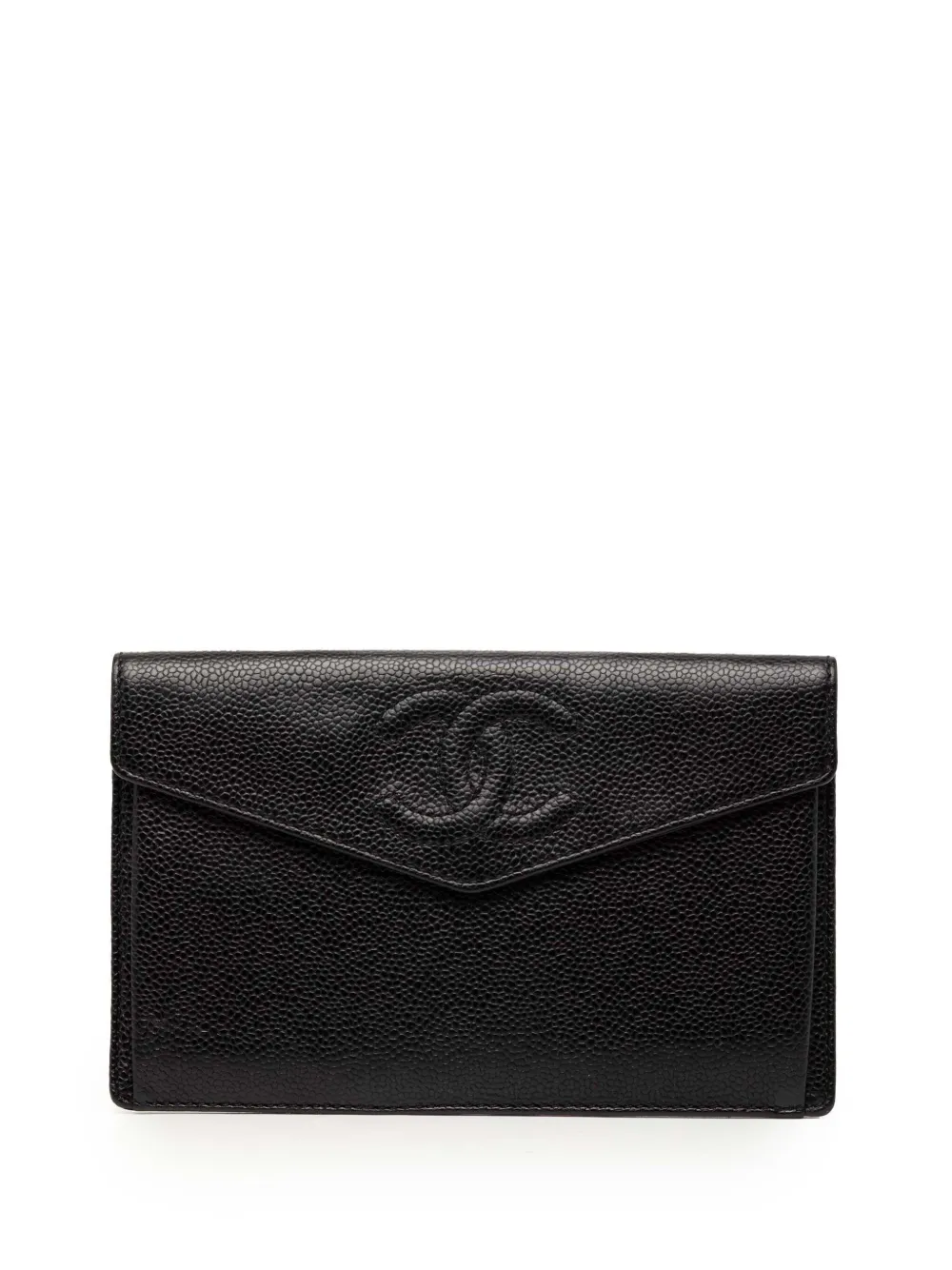 CHANEL Pre-Owned 2000-2002 CC Caviar Envelope Wallet long wallets - Nero