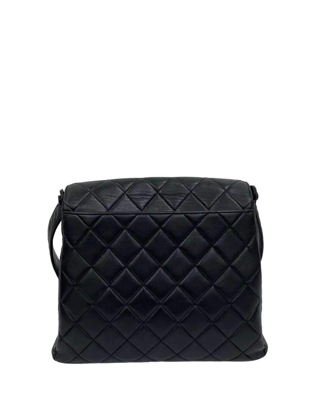  Chanel Pre-owned 1997-1999 Cc Quilted Lambskin Straight Flap Shoulder Bag - Black 