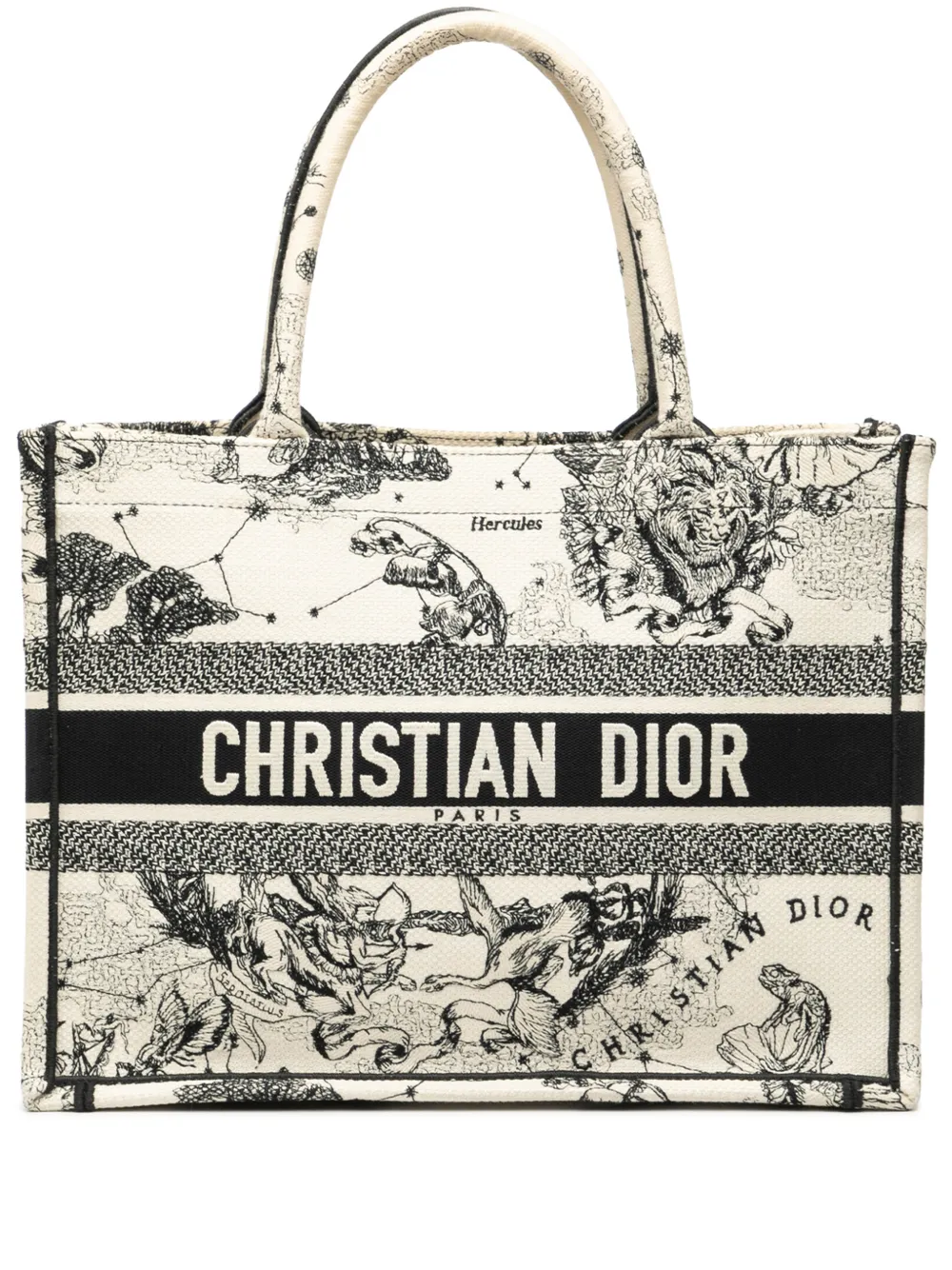 Christian Dior Pre-Owned 2022 Medium Canvas Embroidered Zodiac Toile De Jouy Book tote bag - Nero