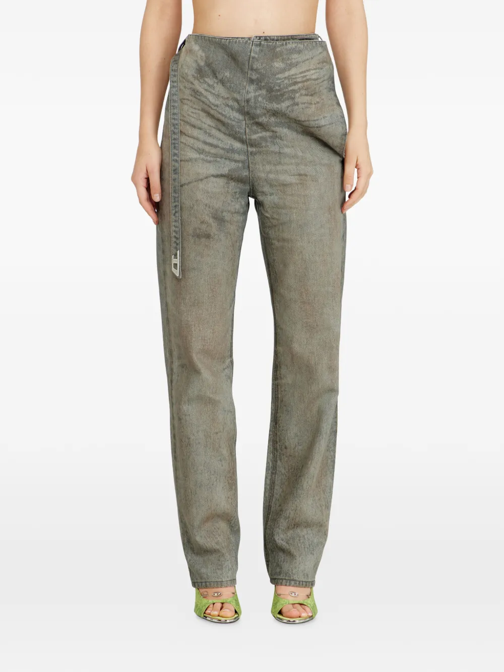 Diesel Jeans met ceintuur en vijf zakken Grijs