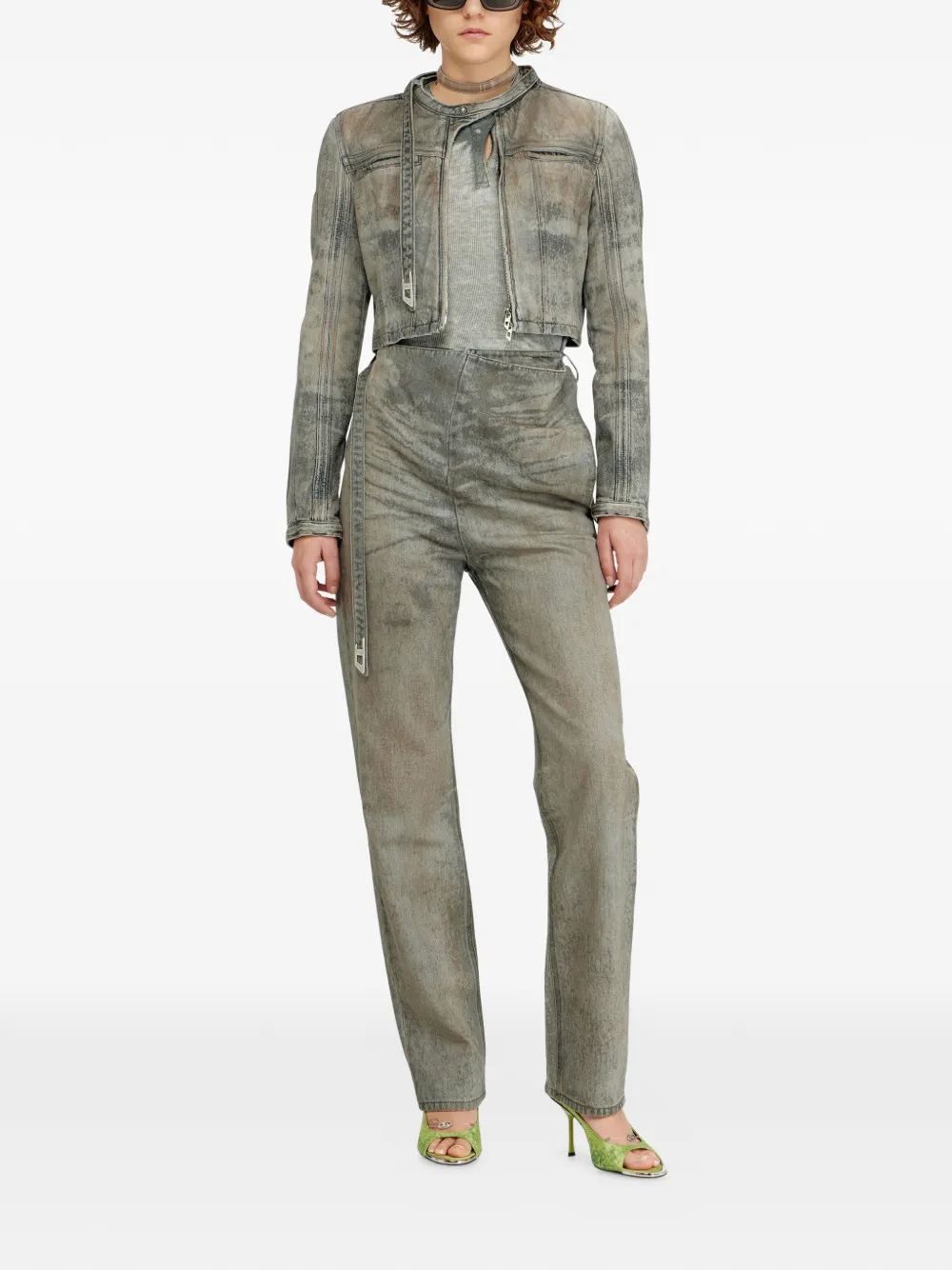 Diesel Jeans met ceintuur en vijf zakken Grijs