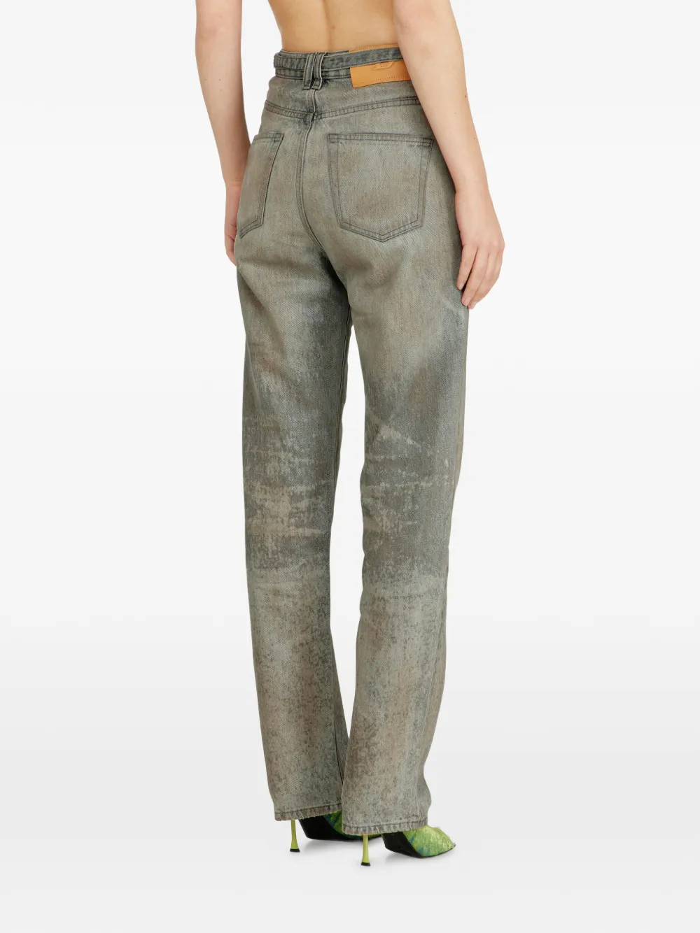 Diesel Jeans met ceintuur en vijf zakken Grijs