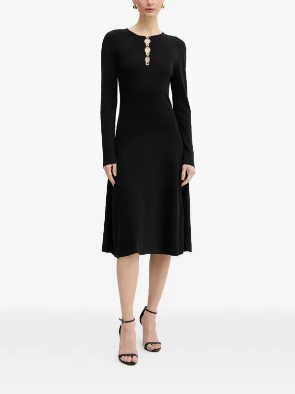 Karl Lagerfeld lettered-button Detail Midi Dress | Black | FARFETCH JO Karl Lagerfeld lettered-button Detail Midi Dress | Black | FARFETCH JO