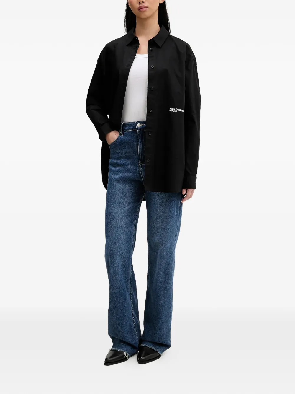  Karl Lagerfeld Jeans Buttoned Long-sleeve Shirt - Black 
