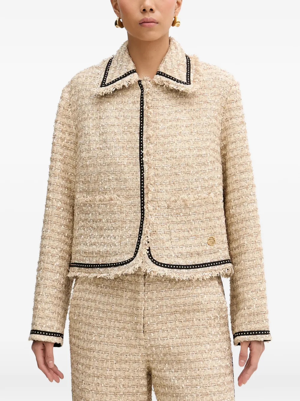 Karl Lagerfeld fringed-trim jacket - Nude