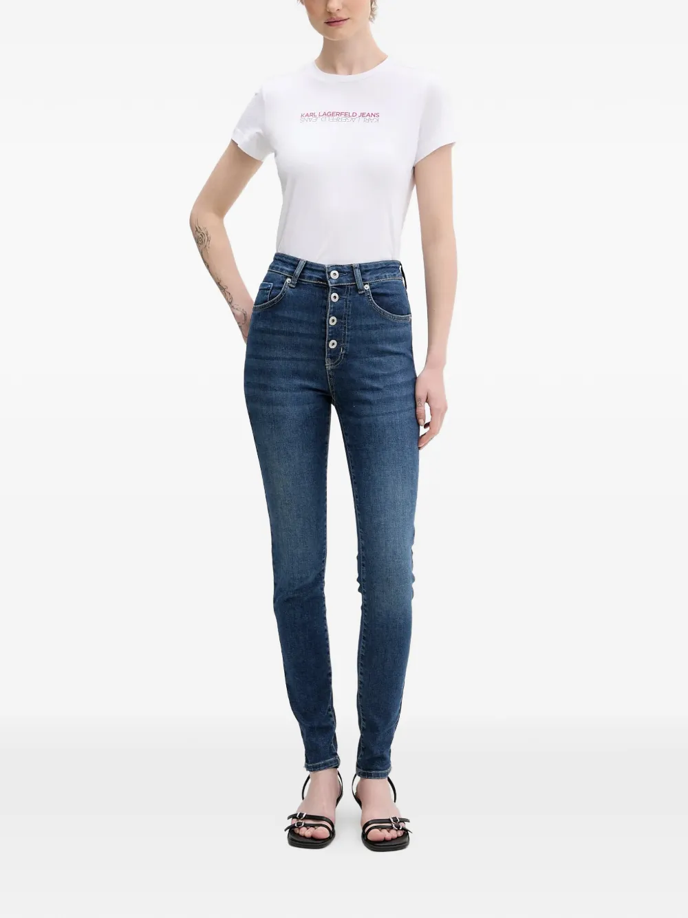  Karl Lagerfeld Jeans Button-embellished Jeans - Blue 
