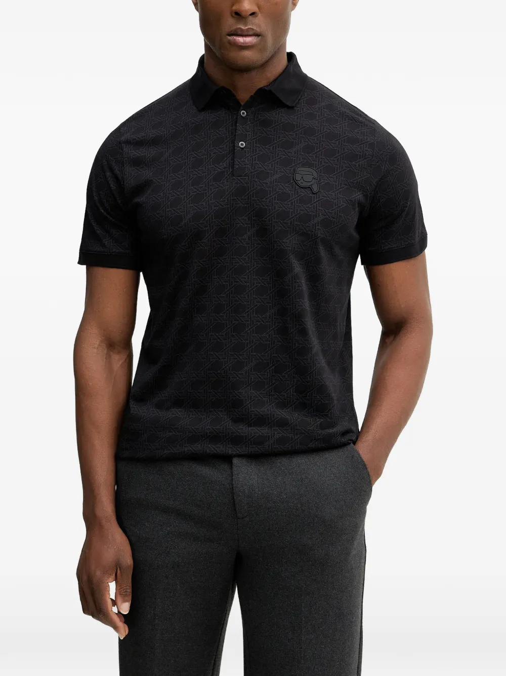 Karl Lagerfeld printed appliqué-detail polo shirt - Nero