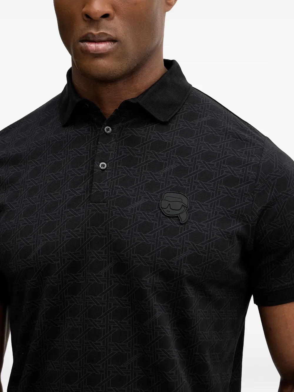 Karl Lagerfeld Poloshirt met applicatie en print Zwart