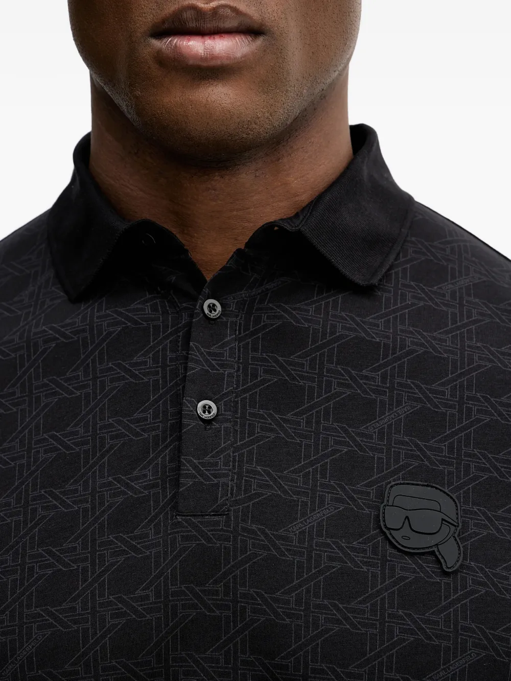 Karl Lagerfeld Poloshirt met applicatie en print Zwart