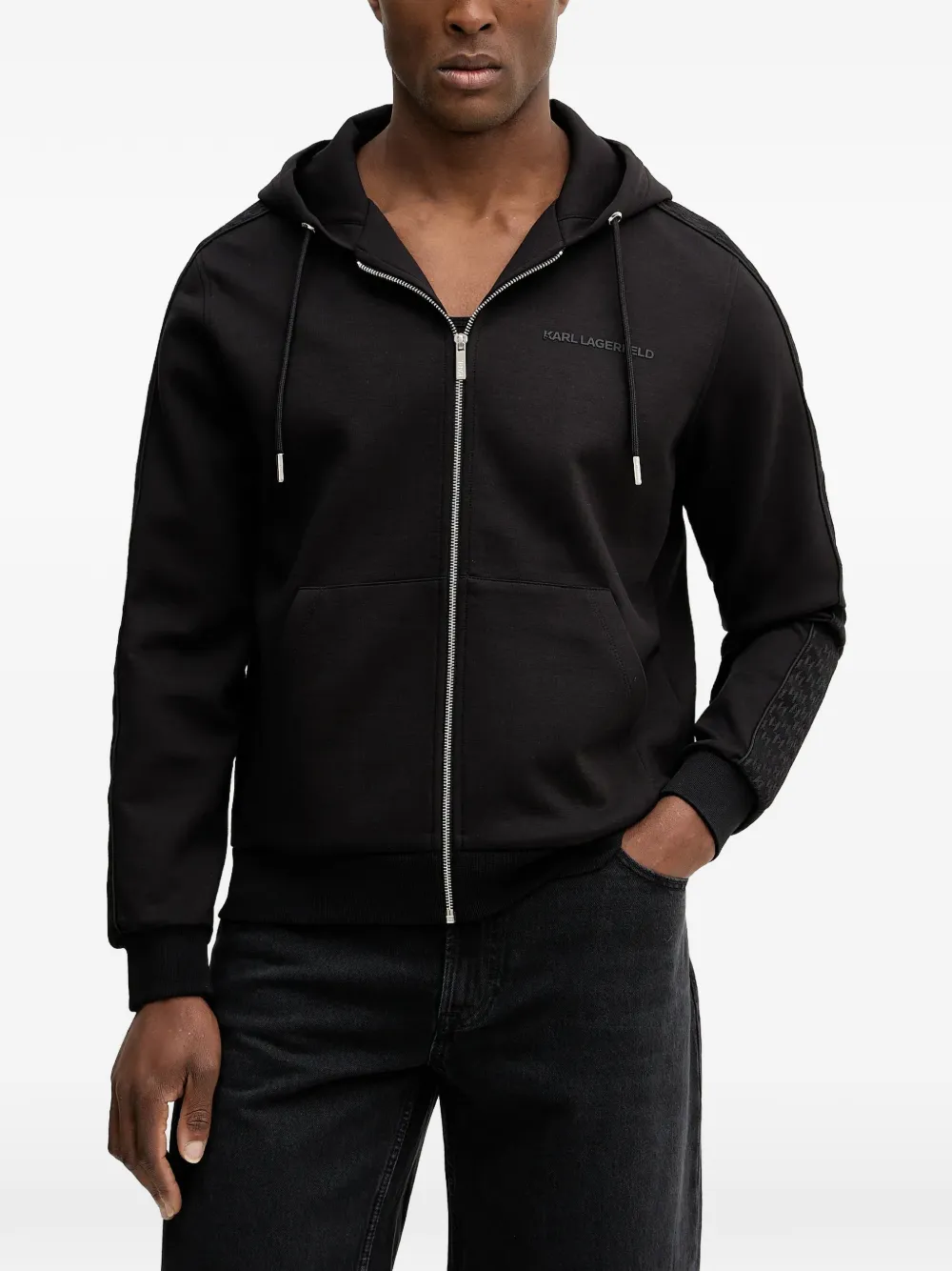 Karl Lagerfeld logo zip-up hoodie - Nero