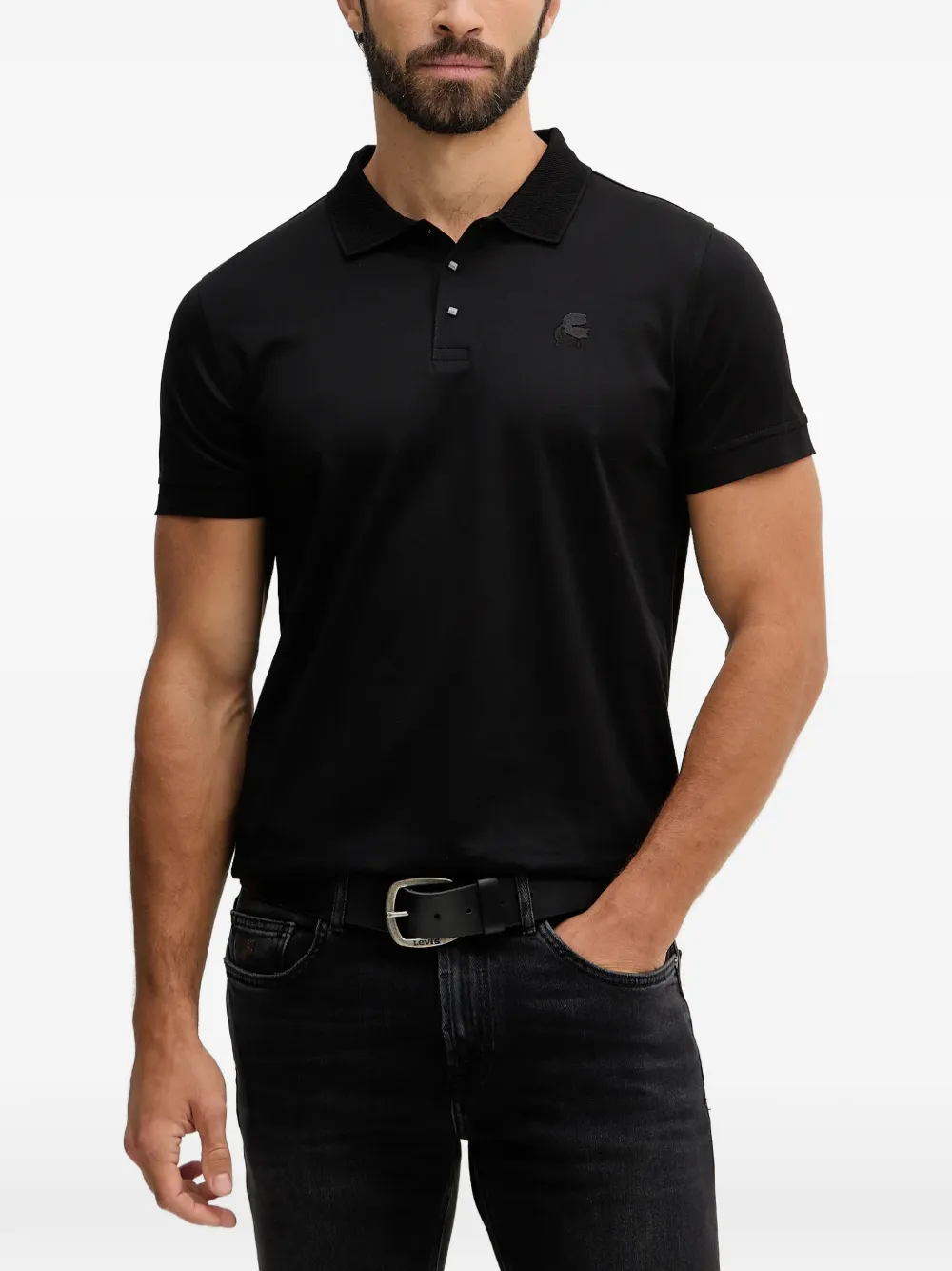 Karl Lagerfeld short-sleeve logo-detail polo shirt - Nero