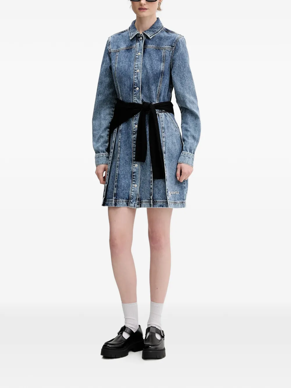  Karl Lagerfeld Jeans Buttoned Denim Mini Dress - Blue 